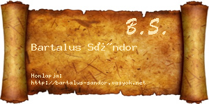 Bartalus Sándor névjegykártya